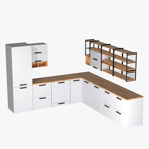 White Modular Kitchen 3D model
