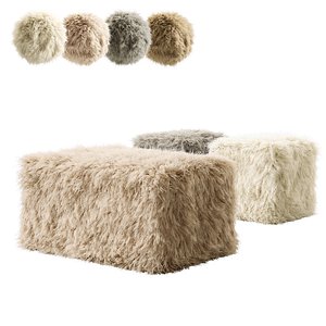 3D model H and M Faux Fur Cube Pouf
