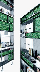 Loft bookcase  Furniture partition with books and plants