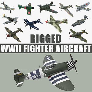 WWII Rigged Fighter Aircraft 3D Models Collection