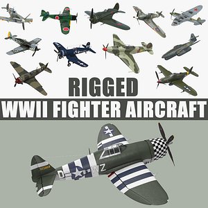 WWII Rigged Fighter Aircraft 3D Models Collection