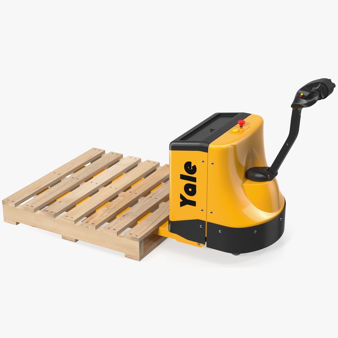 Self Propelled Electric Pallet Jack and Pallet Rigged for Cinema 4D 3D model preview