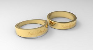 Faithfulness Couple Ring Gold 3D model