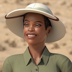 3D light skin black woman model