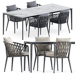 Erica outdoor chair and Mirto Outdoor table set2 3D model