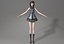cartoon manga girl asian Japanese anime Loli sister characters Low-poly 3D model