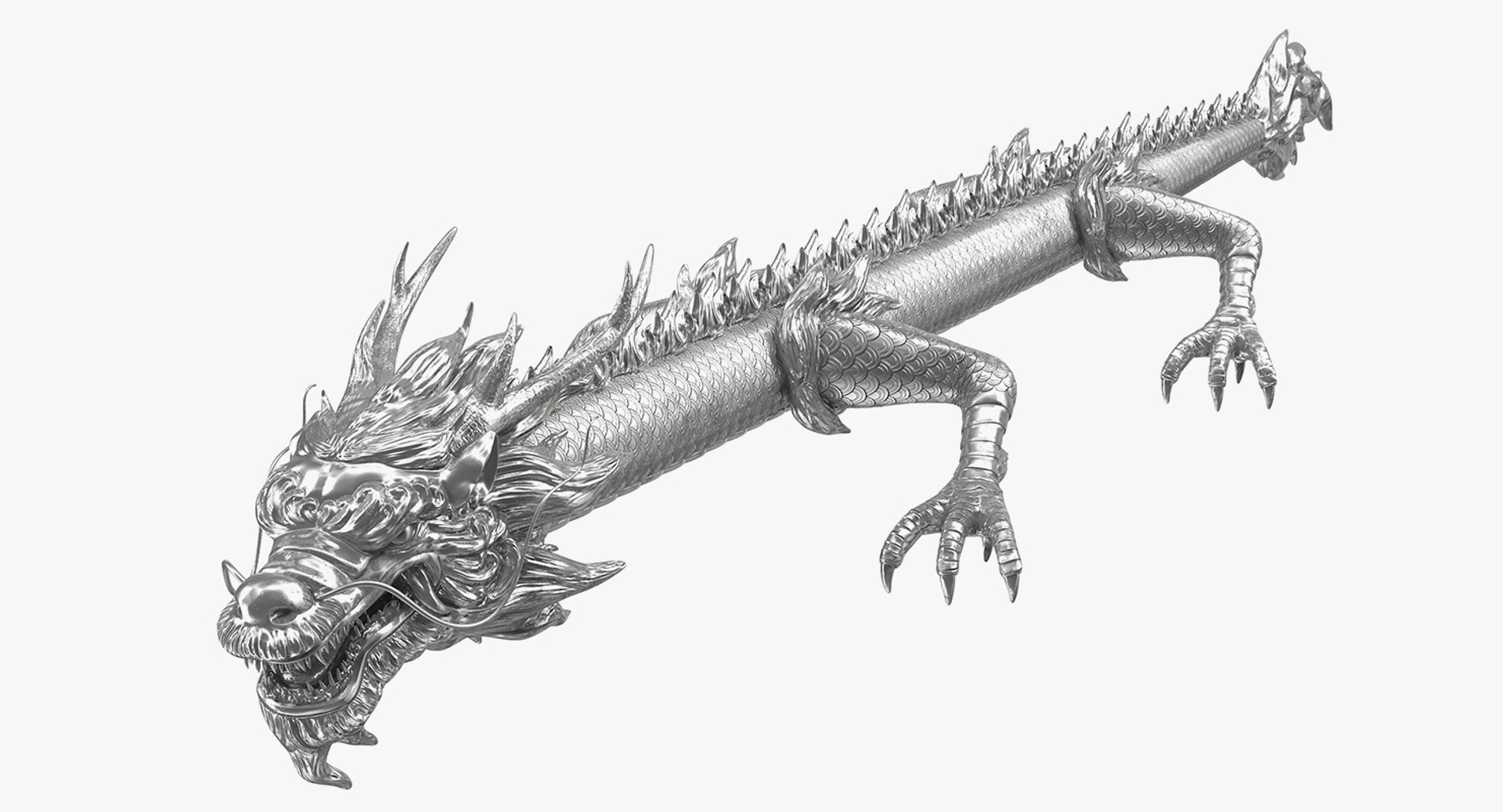 Silver Dragon 3D model preview