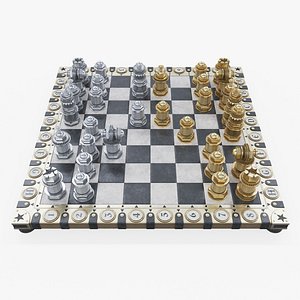 steampunk chess set queen 3D