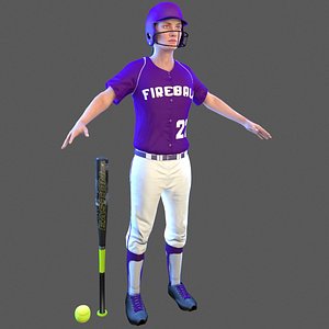 3D softball bat ball model