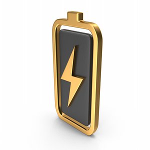 Battery Charging Symbol Gold 3D