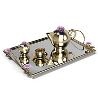 Villari Christmas Mornig Elegant Golden Tray  Tea set