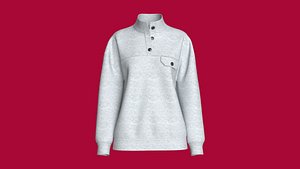 Girls Mock-Neck Sweatshirt With Button Placket model