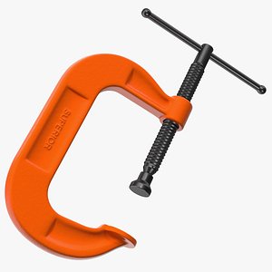 3D forged orange c-clamp clamping model