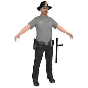 3D model sheriff man gun