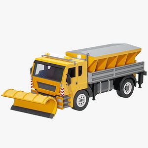 Cartoon Lowpoly Snow Removal Vehicle PBR