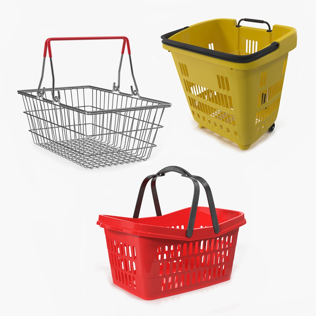 Shopping Baskets 3D Models Collection 3D model preview
