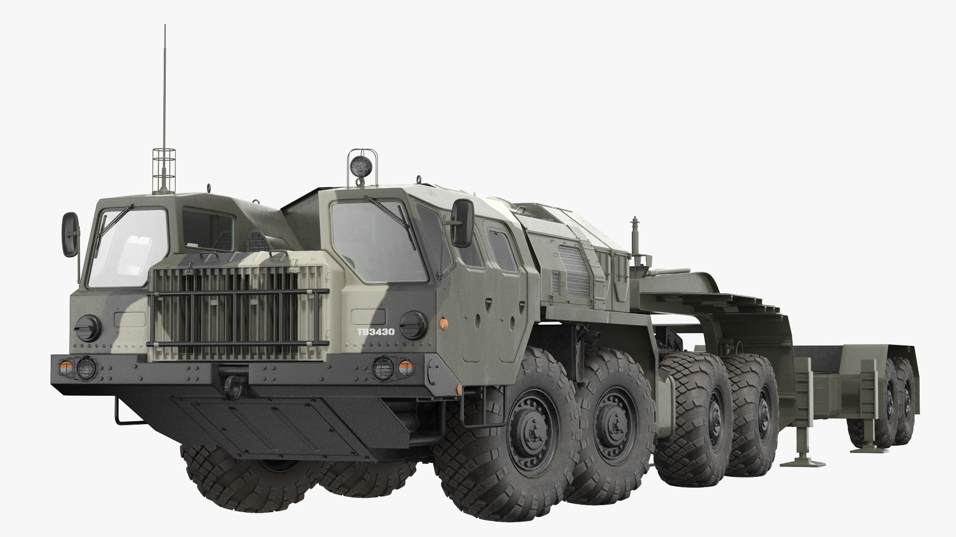 MAZ 7410 with Semi Trailer Camo Rigged 3D model preview