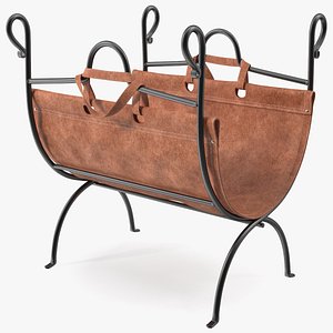 3D model Firewood Log Rack Leather Sling Brown Empty