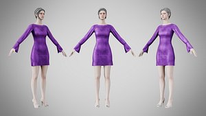 Dress 51 Royal Velvet Purple 3D model
