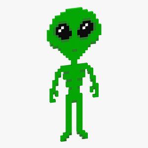 Pixel Alien Character 3D model