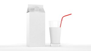 Milk Box with Glass 3D