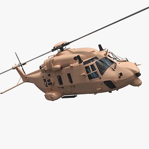 3D Military Transport Helicopter Desert Tan with Interior Rigged for Maya