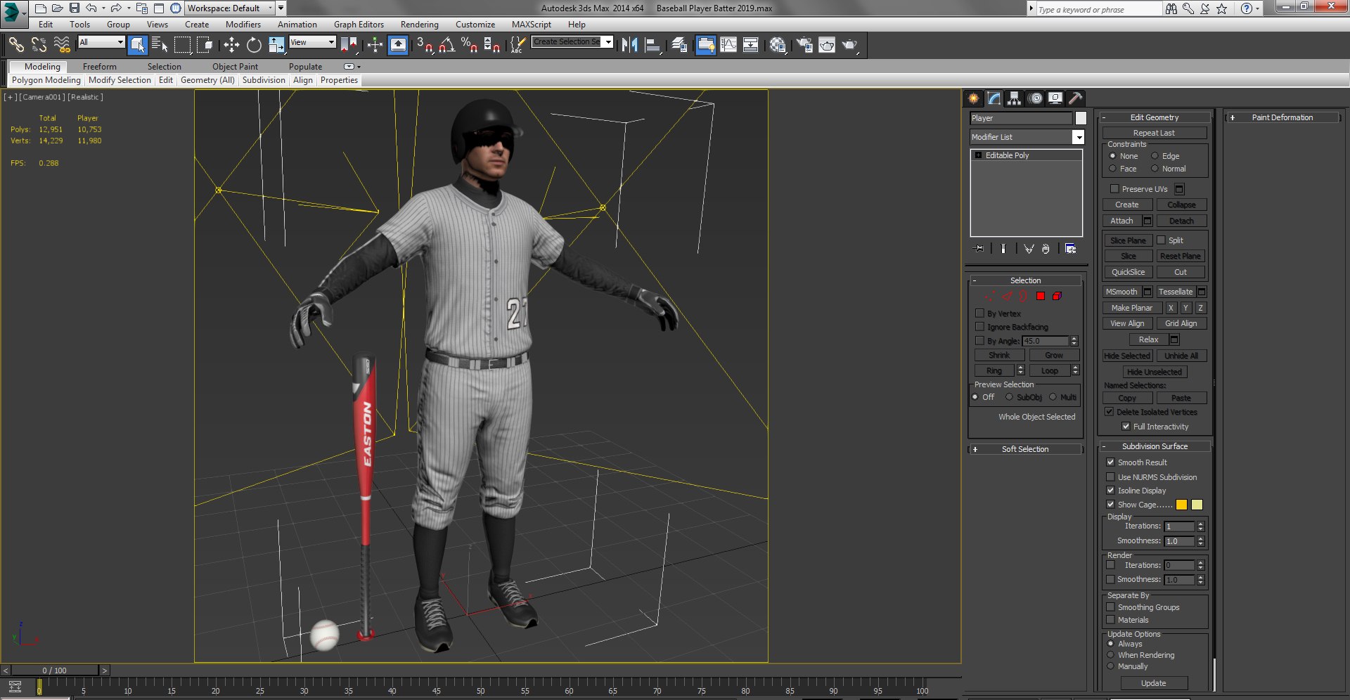 3D baseball player bat ball - TurboSquid 1462841