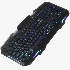 3D Computer Keyboard Blue Light