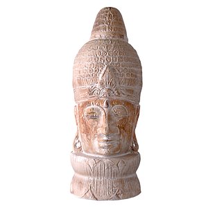 Large Carved Head Buddha Lotus 3D model