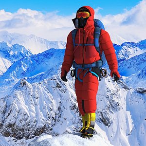3D Fully Equipped Alpine Mountaineer Rigged for Maya