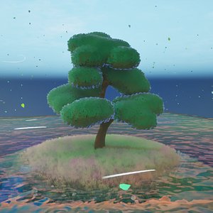 Stylized Low Poly Japanese Dark Pine Tree
