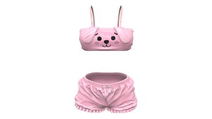 3D Pink Plush Sleepwear model