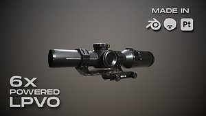 LPVO Rifle scope Low Poly PBR - FPS Weapon Attachment Low-poly 3D model