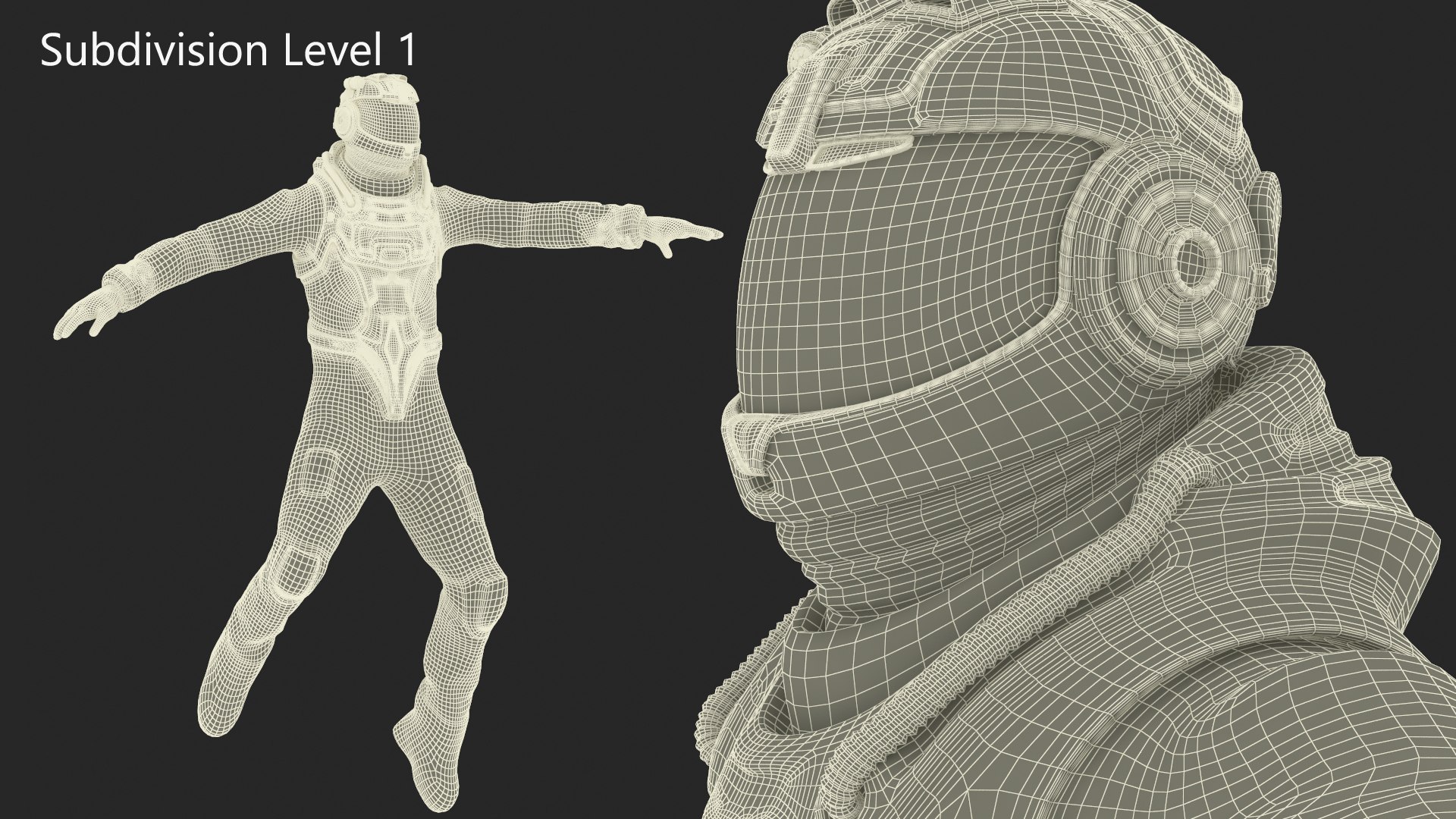 Floating Astronaut In Spacesuit With Transparent Visor Model ...