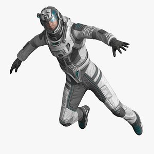 Floating Astronaut in Spacesuit with Transparent Visor