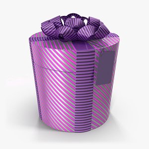 3D Gift Box Cylinder  Lable Purple
