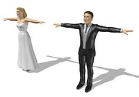 Rigged Cake Topper Bride and Groom