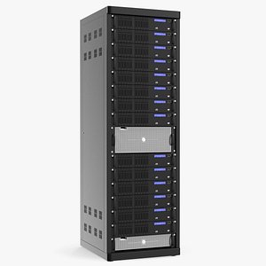 Server Rack Cabinet Filled with Server Units