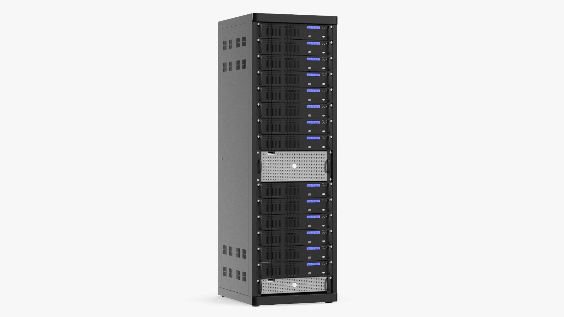 Server Rack Cabinet Filled with Server Units 3D model preview