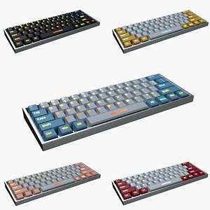 Pack Of Detailed Low Poly Gaming Keyboards 3D