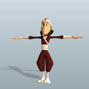 3d fully rigged monkey monk