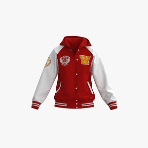 Female raglan varsity bomber jacket