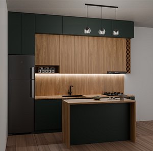 3D model Modern Minimalist Kitchen Interior