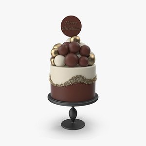 3D Cake with Merry Christmas Topper model