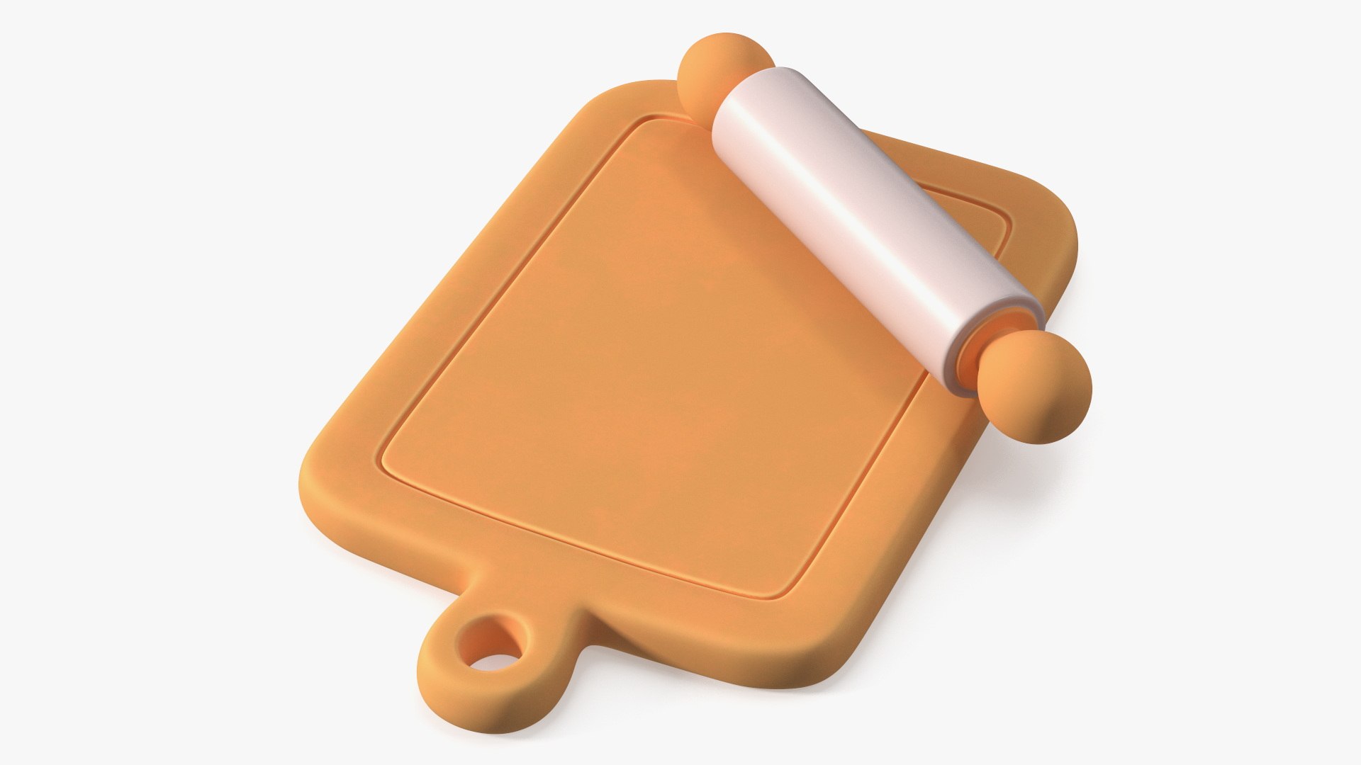 Cartoon Rolling Pin and Cutting Board 3D model preview