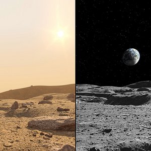 Mars and Moon Collection 3D
