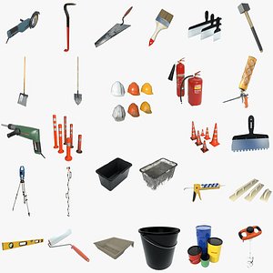 Collection of Smallsize Lowpoly Items for Construction