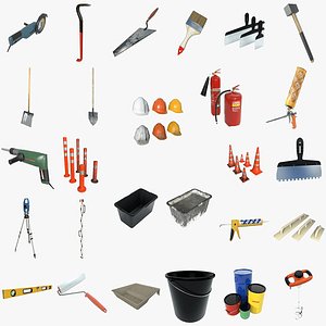 Collection of Smallsize Lowpoly Items for Construction