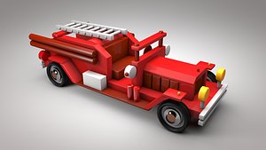 Wooden toy fire car