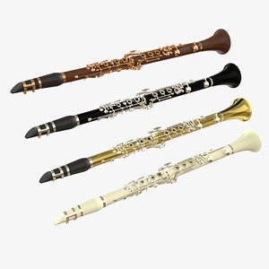 3D Clarinet Collection   Brass White Black and Wood